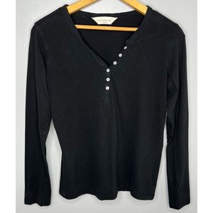 PETER ALEXANDER Black Long Sleeve Henley Top